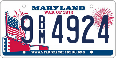 MD license plate 9BM4924