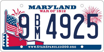 MD license plate 9BM4925