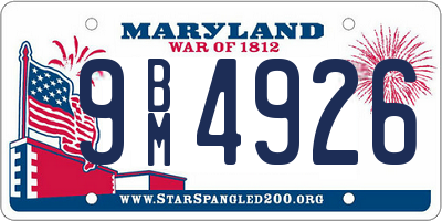 MD license plate 9BM4926