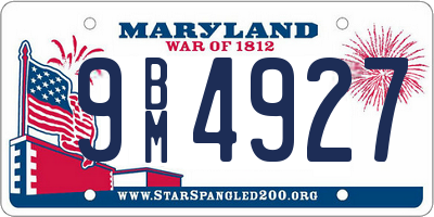 MD license plate 9BM4927