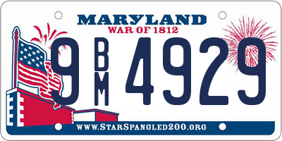 MD license plate 9BM4929