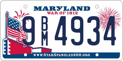 MD license plate 9BM4934