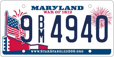 MD license plate 9BM4940