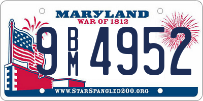 MD license plate 9BM4952