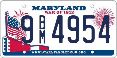 MD license plate 9BM4954