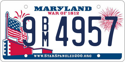 MD license plate 9BM4957