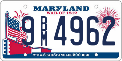 MD license plate 9BM4962