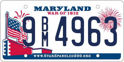 MD license plate 9BM4963