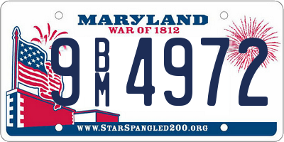 MD license plate 9BM4972