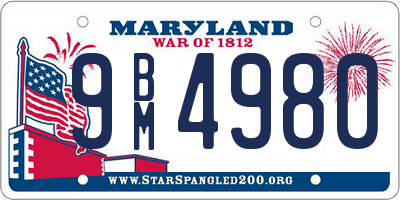 MD license plate 9BM4980