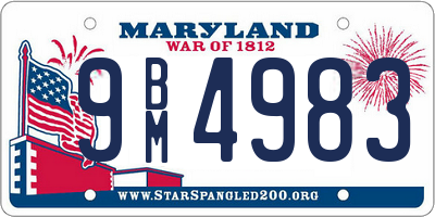 MD license plate 9BM4983