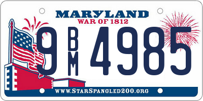 MD license plate 9BM4985