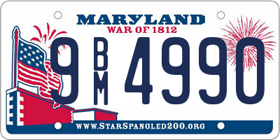 MD license plate 9BM4990