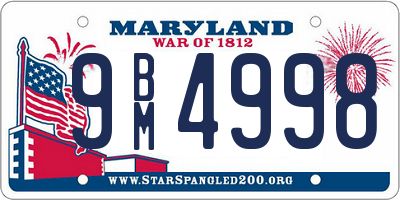 MD license plate 9BM4998