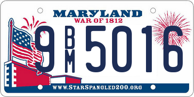 MD license plate 9BM5016