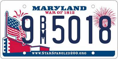 MD license plate 9BM5018