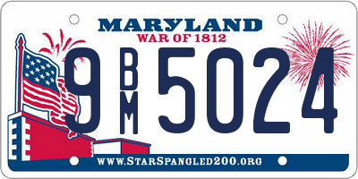 MD license plate 9BM5024