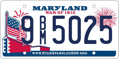 MD license plate 9BM5025