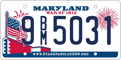 MD license plate 9BM5031