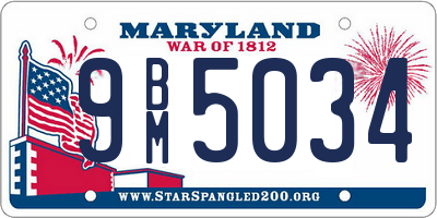 MD license plate 9BM5034