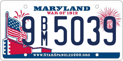 MD license plate 9BM5039