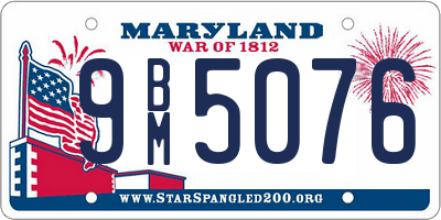 MD license plate 9BM5076