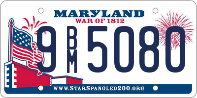 MD license plate 9BM5080