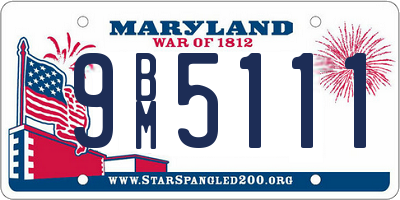 MD license plate 9BM5111