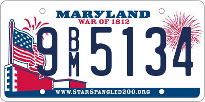 MD license plate 9BM5134