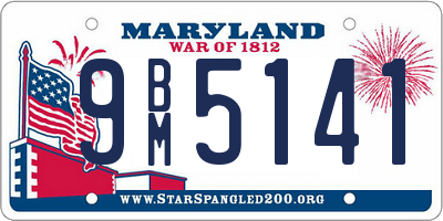 MD license plate 9BM5141