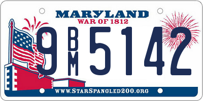 MD license plate 9BM5142