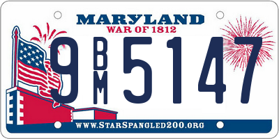 MD license plate 9BM5147