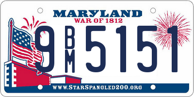 MD license plate 9BM5151