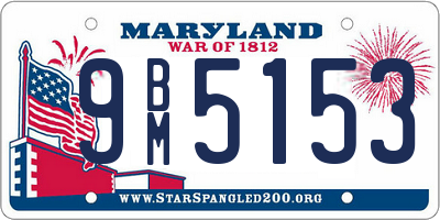 MD license plate 9BM5153