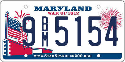 MD license plate 9BM5154