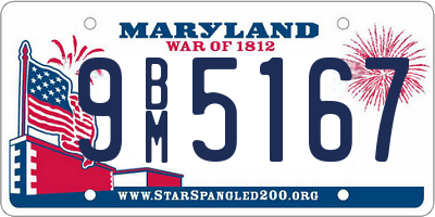 MD license plate 9BM5167