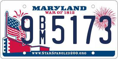 MD license plate 9BM5173