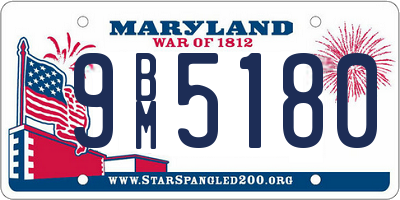 MD license plate 9BM5180
