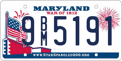 MD license plate 9BM5191