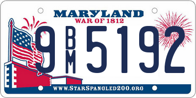 MD license plate 9BM5192