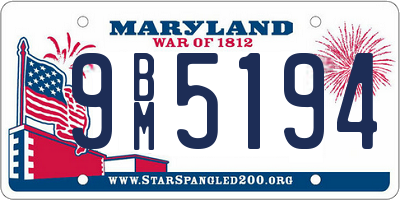 MD license plate 9BM5194