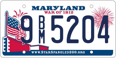 MD license plate 9BM5204