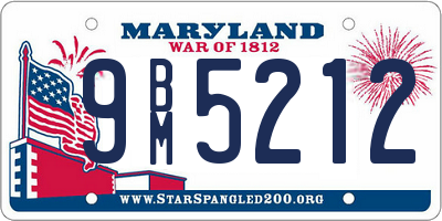 MD license plate 9BM5212