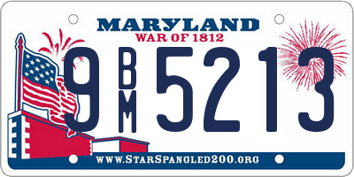 MD license plate 9BM5213