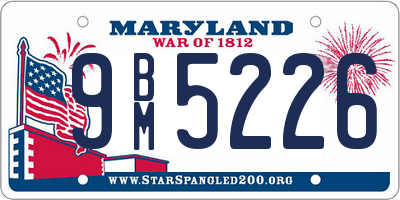 MD license plate 9BM5226