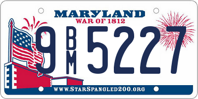 MD license plate 9BM5227