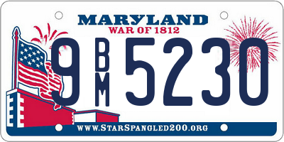 MD license plate 9BM5230