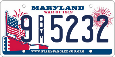 MD license plate 9BM5232