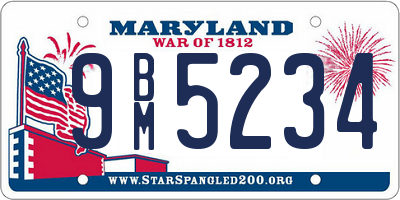 MD license plate 9BM5234