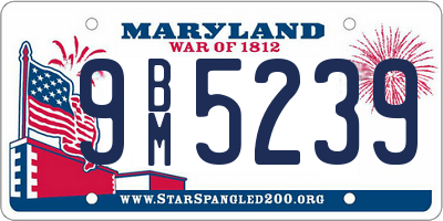 MD license plate 9BM5239